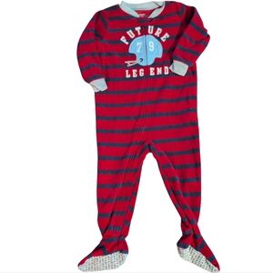 CARTER'S Red And Navy Striped Football Future Legend Fleece Full Zip Onesie